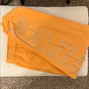 PINK Victoria's Secret Orange Joggers with Sparkling Logo